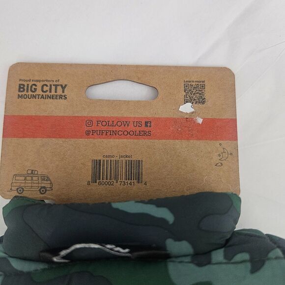 New Puffin Camo Beverage Jacket Coozy Novelty Hunter Gift - Picture 3 of 5